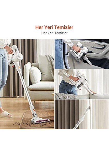 U10 Pro Kablosuz Dikey Süpürge, 30000PA, Beyaz fiyatları