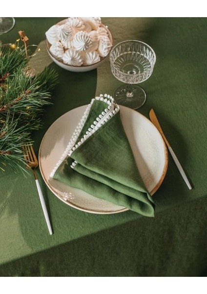 | 6'lı Yılbaşı Temalı Peçete 38 x 38 cm (Haki Yeşili)
