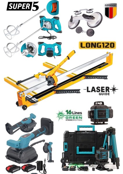 MH120L Dev Seri 120CM Seramik Kesme + Boya Karıştırıc Mikser + Tripotlu 16 Çizgi Lazer + Vantuz Seti fiyatları