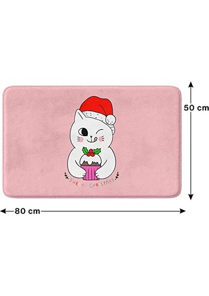 Sevimli Tasarımlı Yılbaşı Dekoru Paspası, Kaymaz Taban, Yıkanabilir, Yeni Yıl Paspası (283_BPSM, 2li Takım 40X60_50X80) fiyatları