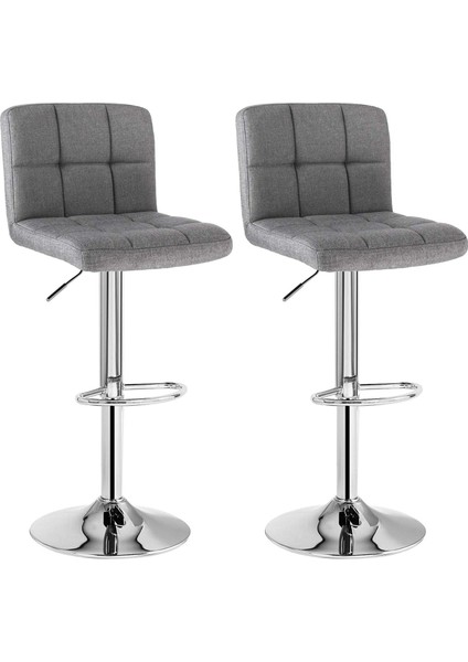 Arkalıklı Bar Taburesi Yüksekliği Ayarlanabilir Gri 44,5 x 38 x 115 cm