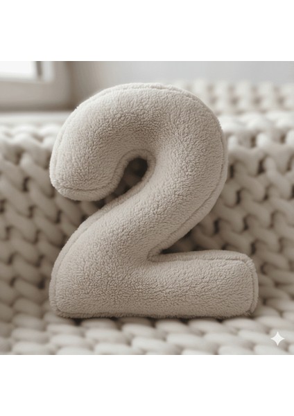 Morbido 2 Rakamı, Yastık, Kırlent, Elyaf Dolgulu, Welsoft , 40 cm