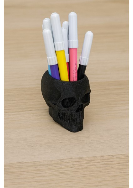 🖤 3D Baskı Kuru Kafa Tasarım Masaüstü Kalemlik fiyatları