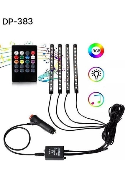 Araç Içi Ayak Altı Ses Duyarlı Şerit LED 4lü Set fiyatları