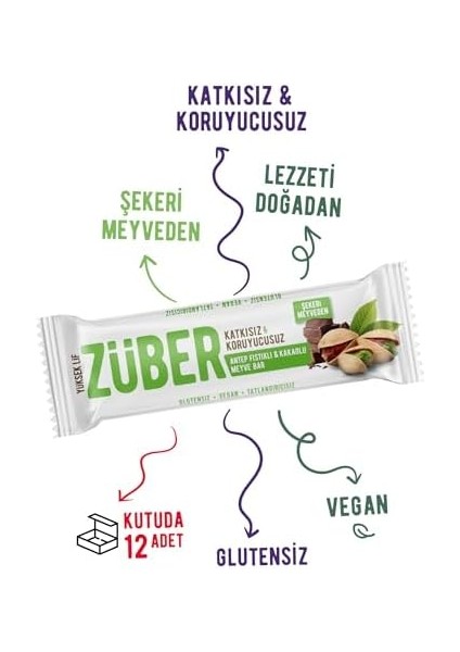 Züber Antep Fıstıklı, Kakaolu Meyveli Bar (12 x 40GR) modelleri