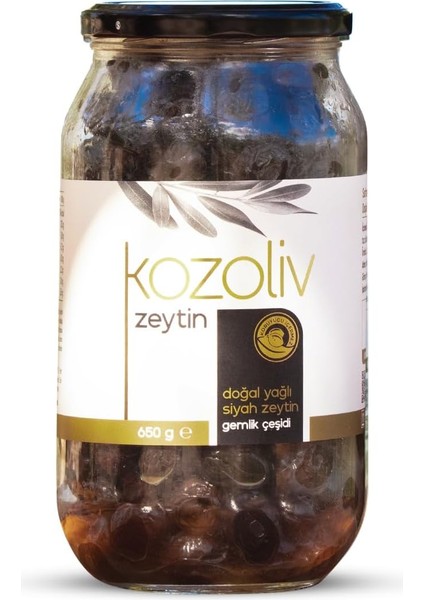 Doğal Gemlik Çeşidi Yağlı Siyah Zeytin 650 gr Cam Kavanoz