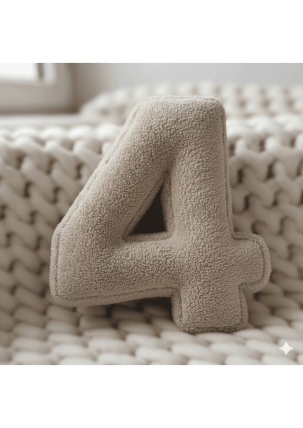 Morbido 4 Rakamı, Yastık, Kırlent, Elyaf Dolgulu, Welsoft , 40 cm