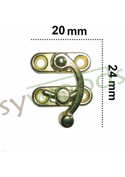 KÜÇÜK YAY GÖZÜ KANCALI KİLİT SARI 10 ADET KUTU SANDIK VE KAPAK KLİPSİ 20X24 MM