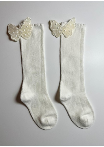 Kelebek Aksesuarlı Pamuklu Bebek Çorabı