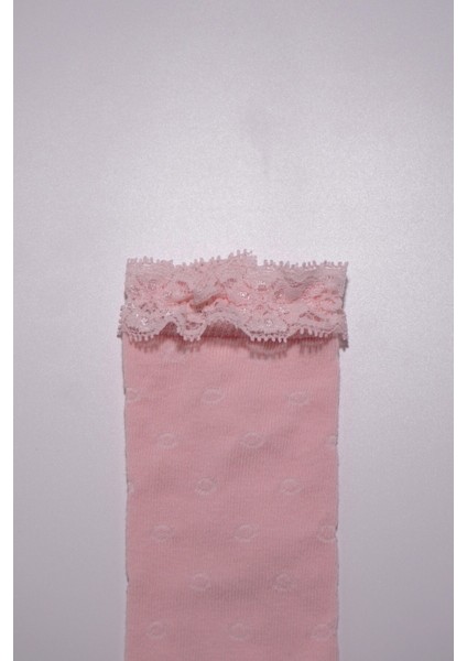 Pamuklu Puantiye Dokulu Dantelli Kız Çocuk Çorabı modelleri