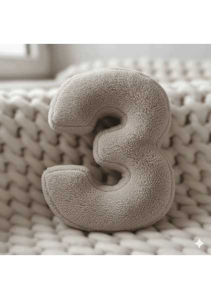 Morbido 3 Rakamı, Yastık, Kırlent, Elyaf Dolgulu, Welsoft , 40 cm