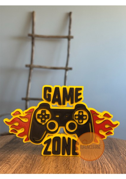Game Zone Logo Gamer Odası Masaüstü Dekor Figür Hediyelik Playstation Xbox Koleksiyon 17 cm