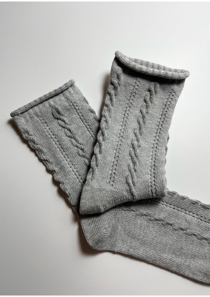 Pamuklu Yumuşak Dokulu Örgü Detaylı Çocuk Çorabı 3'lü Set (9-10 Yaş) indirimleri