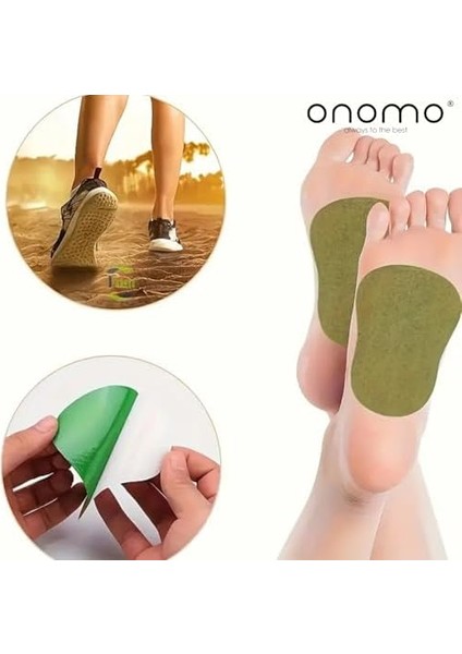 Onomo Bitkisel Akapuntur Ayak Bandı, Zencefil ve Nane Özlü, Yorgunluk ve Ağrı Giderici, 10 Adet modelleri