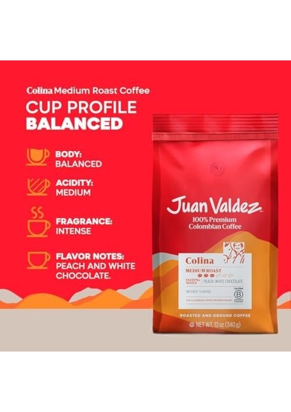 Juan Valdez Colina Dengeli Çekirdek Kahve, Premium Selection, Caracolito, 454G modelleri