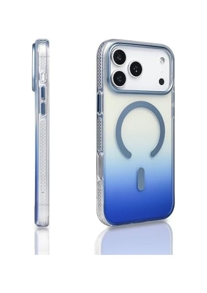 17 Pro Max Için Kılıf Uyumlu Şarj Özellikli Transparan Renk Geçişli Toros Kapak (Mavi) modelleri
