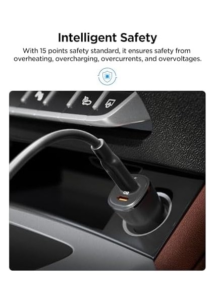 50W Usb-C 2 Port Araç Içi Hızlı Şarj Aleti Pps Desteği Akım Korumalı Güç Adaptörü Çakmaklık,, Ipad, MacBook Type-C Pd 3.0 30W + 20W EV502 - ACP08523 fiyatları