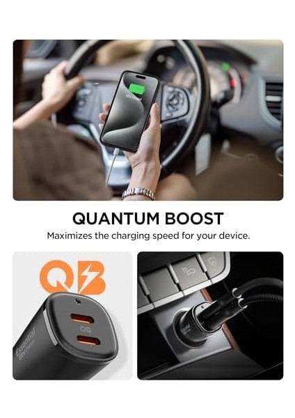 50W Usb-C 2 Port Araç Içi Hızlı Şarj Aleti Pps Desteği Akım Korumalı Güç Adaptörü Çakmaklık,, Ipad, MacBook Type-C Pd 3.0 30W + 20W EV502 - ACP08523 modelleri