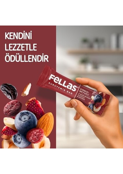 Fellas Kırmızı Meyveli Kuruyemiş Bar 30 gr x 12 Adet fiyatları