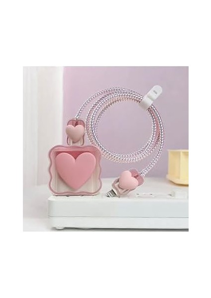 18W/20W ile Uyumlu Pembe Kalp Şarj Aleti Kılıfı, Şarj Kablosu Örme Aparatı, Toparlayıcı, Kablo Koruyucu fiyatları