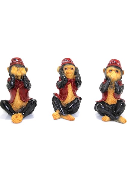 3'lü Polyester Maymun Seti