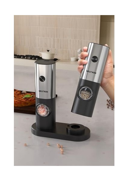 LED Işıklı Tuz Karabiber Değirmeni Otomatik Öğütücü 2li Paket modelleri