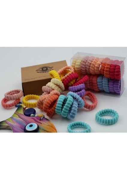 Okavango Kadın Renkl I Ultra Esnek Tırtıklı 20'li Kutu Havlu Lastik Toka Seti Lastik Toka Seti, Toka Organizer, Toka, Kız Çocuk Toka, Toka Organizer