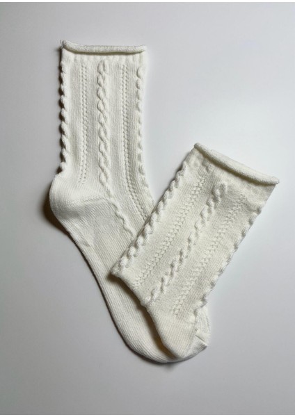 Pamuklu Yumuşak Dokulu Örgü Detaylı Çocuk Çorabı 3'lü Set (11-12 Yaş) fiyatları