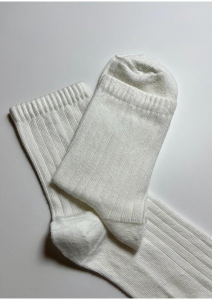 Pamuklu Beyaz Çocuk Çorabı 3 Çift (9-10 Yaş)