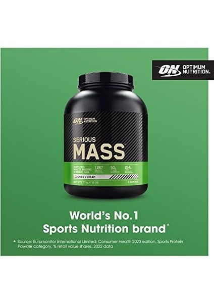 On Optimum Nutrition Serious Mass Kurabiye ve Krema Aromalı Gainer 2.73KG 8 Servis
