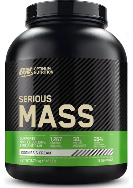 On Optimum Nutrition Serious Mass Kurabiye ve Krema Aromalı Gainer 2.73KG 8 Servis fiyatları
