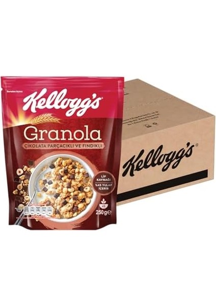 Kellogg's Çikolata Parçacıklı ve Fındıklı Granola 250 gr x 6 Adet fiyatları
