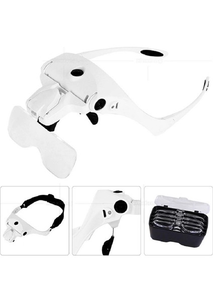 Şarjlı Gözlük Büyüteç Çalışma Büyüteci 5 Lensli 9892B2C