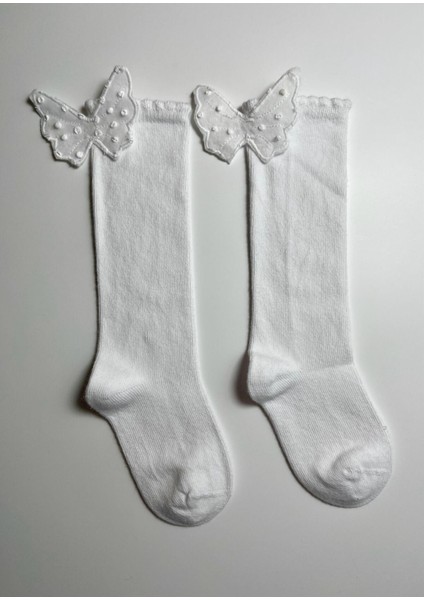 Kelebek Aksesuarlı Pamuklu Bebek Çorabı