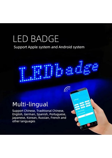 Matrix Kayan LED Yaka Rozeti Mobil Kontrollü Dijital Etiket 9×3cm