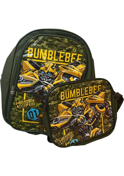 Lisanslı Bumblebee Desenli Beslenmeli Ilkokul Çantası