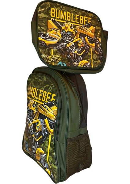Lisanslı Bumblebee Desenli Beslenmeli Ilkokul Çantası modelleri