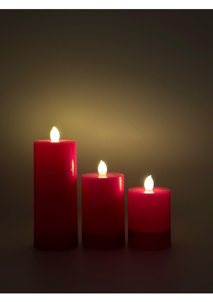 5 Adet 15-10-8 cm Fuşya Renk Batom LED Mum Çap 6 cm