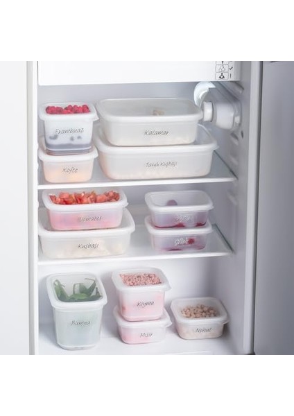 1126 12'lı Etiketli No Frost -25°c Derin Dondurucu Mikrodalga Yiyecek Erzak Saklama Kabı Seti Beyaz modelleri