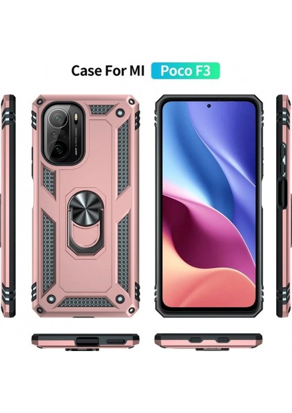 Ieg Xiaomi Poco F3 Kılıf Sofya Yüzüklü Silikon Kapak - Rose modelleri