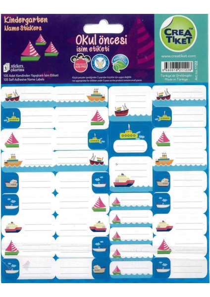 Creaworld Tiket Okul Etiketi Sevimli Yaratıklar 3 Lü 1003-12-LI-PKT