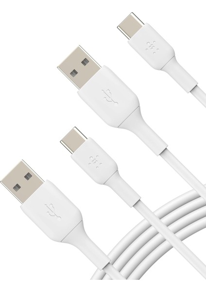 Boost Charge USB C Şarj Kablosu, Usb-C, Usb-A Kablosu, 16, 15, Galaxy S24, S23,, iPad Pro, Switch ve Daha Fazlası Için, 1 Metre, 2'li Paket, Beyaz