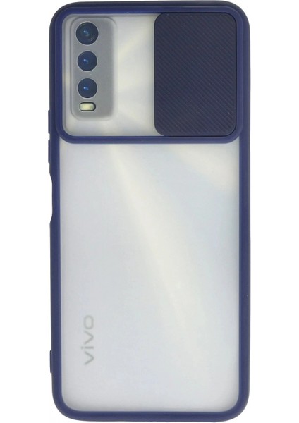 Ieg Vivo Y11S Kılıf Palm Buzlu Kamera Sürgülü Silikon - Lacivert