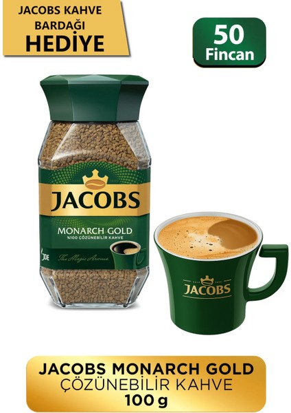 Monarch Gold Granül Kahve Cam Kavanoz 100 gr (Kahve Bardağı Hediyeli)