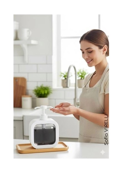 Bfs Pompalı Dispenser Sabunluk – Şeffaf Gövde, Modern Tasarım | Sıvı Sabun, Şampuan, Losyon Için