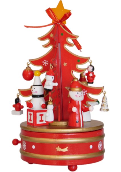 Yılbaşı Ahşap Dekoru Müzik Kutlu Ahşap Yılbaşı Ağacı Kırmızı modelleri