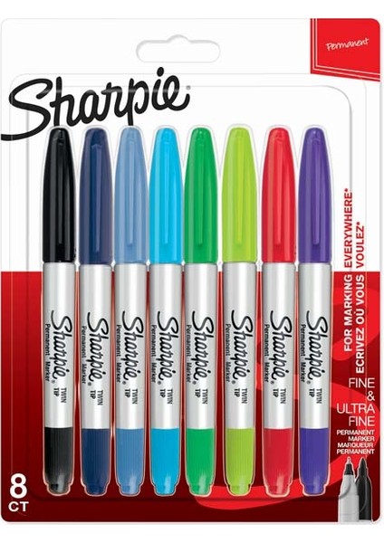 Sharpie Markör Permanent Twin Tip Karışık Renk 8 Li Blisterli