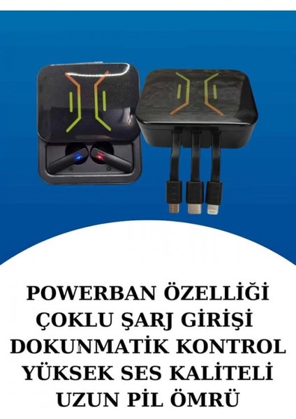 Wireless Şarjlı Akıllı Saat ve Dijital Göstergeli Kablosuz Bluetooth Kulaklık Nabız Ölçer