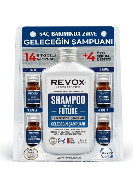 Revox Bitkisel Şampuan ve Aktif Özlü 4 Adet Özel Destek Serumu Saç Bakım Seti Geleceğin Şampuanı modelleri