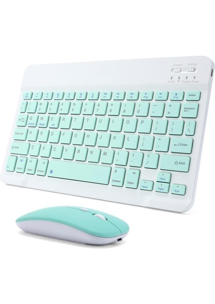 Kablosuz Klavye Mouse Seti, Bluetooth ve 2.4ghz, Sessiz Tuşlar, Windows Mac Ios Uyumlu, Taşınabilir Ergonomik Tasarım, Uzun Pil Ömrü (Yeşil)